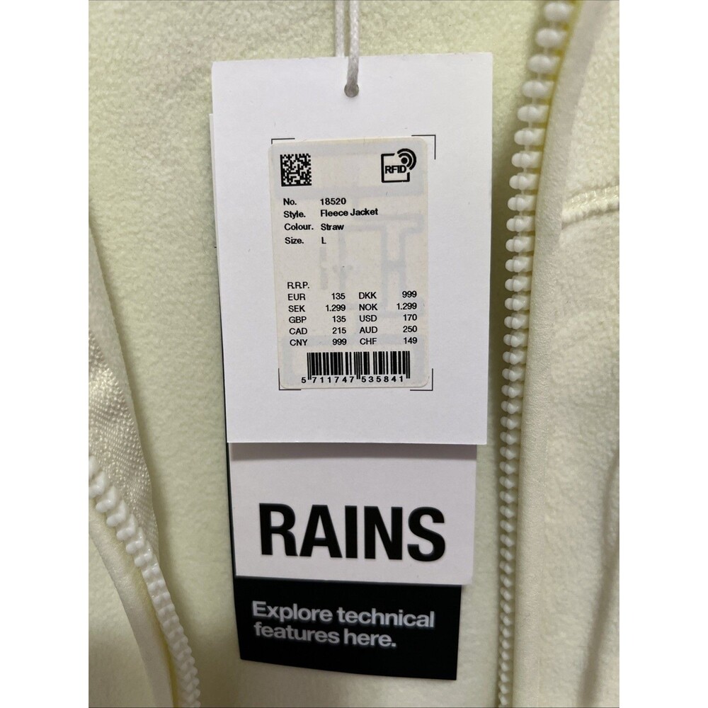 Rains Men’s  Fleece Jacket Jacket Size Large Color Straw NWT - Picture 2 of 7